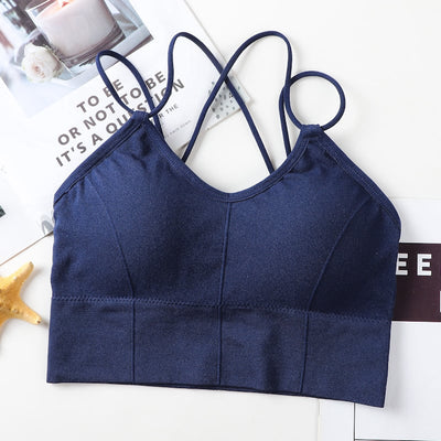 Big backless halter tank top female inner bra pads all-in-one beautiful back underwear by Glamytek