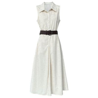Waist-cinching sleeveless dress by Glamytek