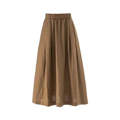 Women's Linen Short-Sleeve Shirt and Skirt Set