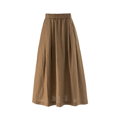 Women's Linen Short-Sleeve Shirt and Skirt Set by Glamytek
