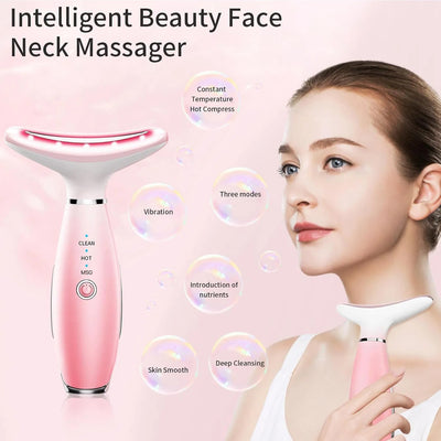 Neck Face Massager, Skin Care Face Massage Tool, 3-in-1 Facial Massager, Face Sculpting Tool With Thermals, Vibration by Glamytek