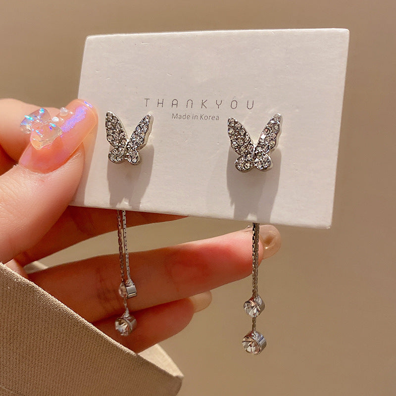 Butterfly Tassel Earrings Temperament Entry Lux Niche High Sense Internet Celebrity Jewelry by Glamytek