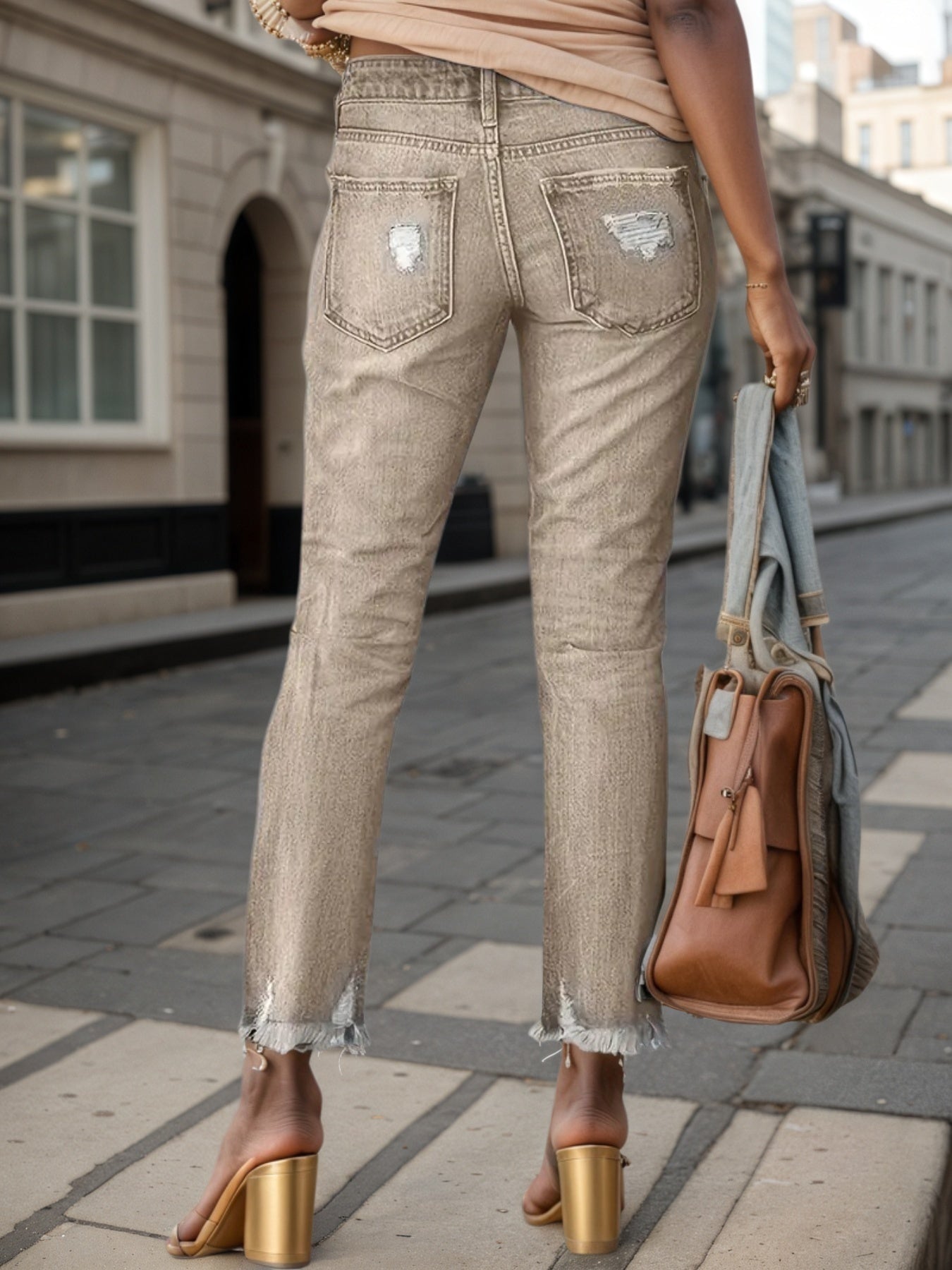 2025 New Women's Fashion Ripped Plus-sized Jeans, Straight And Slim 9-inch Jeans, Retro And Comfortable Jeans, Suitable For All Occasions, Plus-sized Women's Denim Clothing by Glamytek