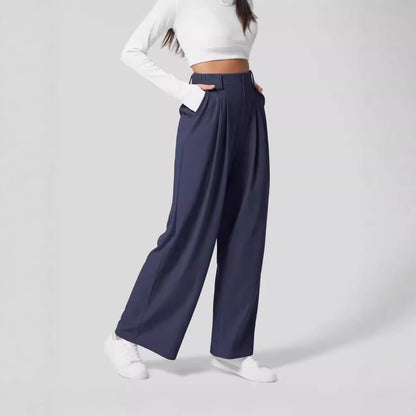 High-waisted  wide-leg loose trousers