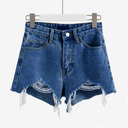 Women's fringed denim shorts