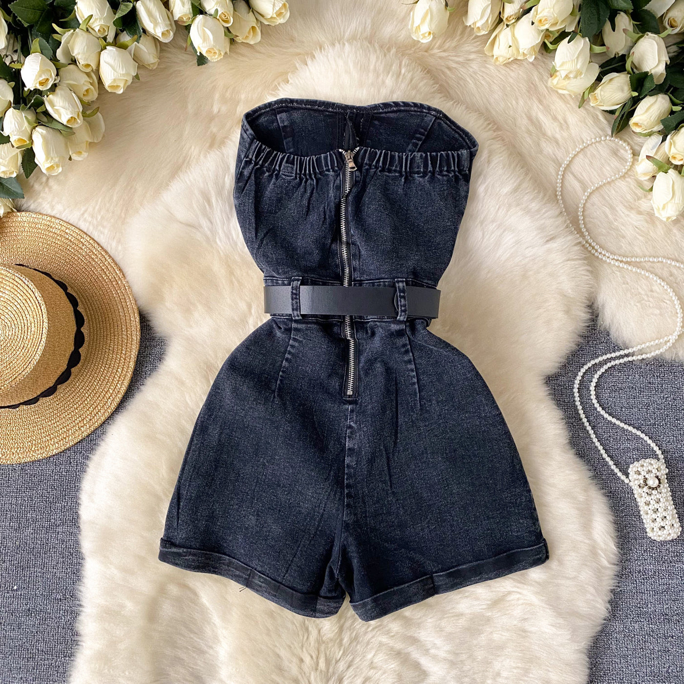 Women's Denim Sleeveless Jumpsuit..