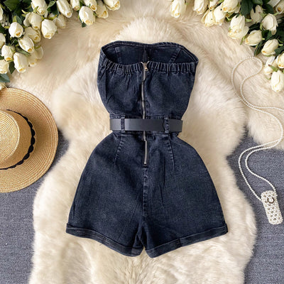 Women's Denim Sleeveless Jumpsuit..