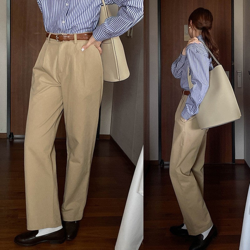 French Retro High Waist Korean Style Slimming Casual Pants by Glamytek