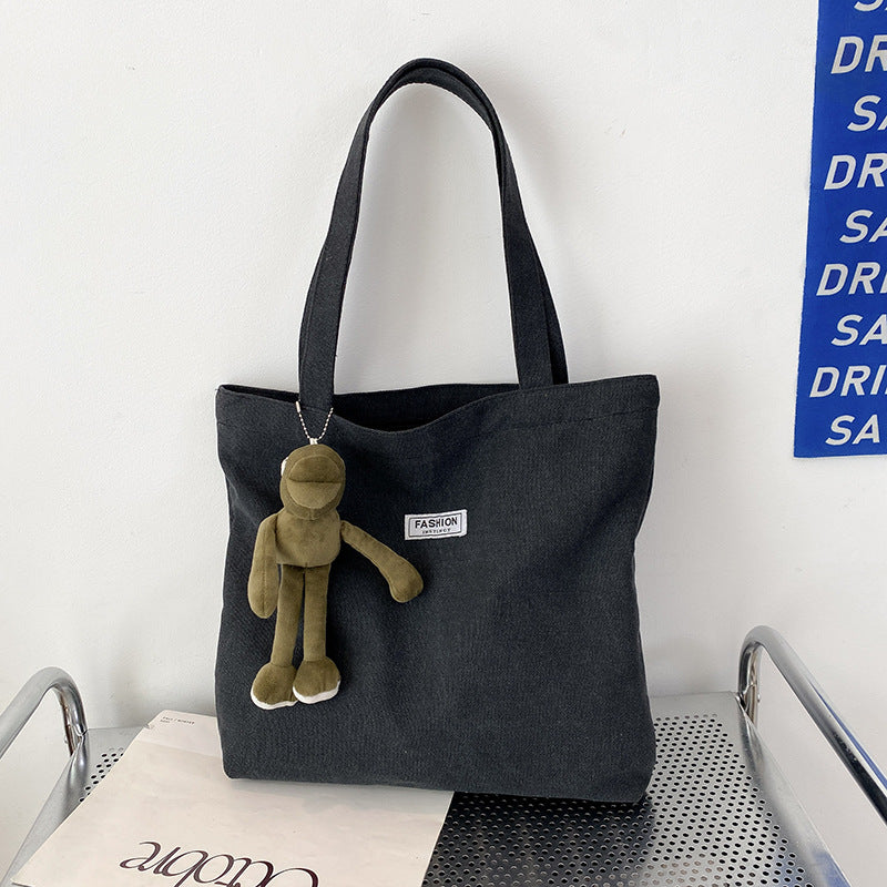 Thickened Washed Canvas Bag Women's Large Capacity Tote Bag Simple Commuter Portable Oxford Cloth Big Bag Shoulder Bag