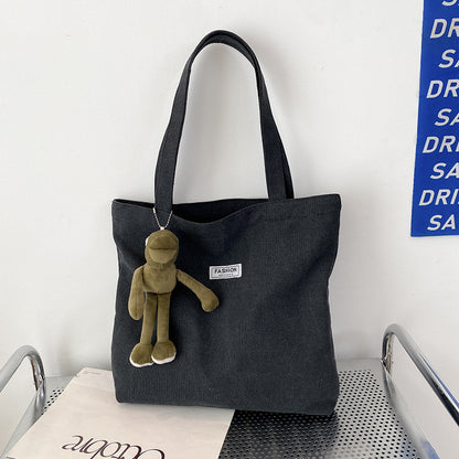 Thickened Washed Canvas Bag Women's Large Capacity Tote Bag Simple Commuter Portable Oxford Cloth Big Bag Shoulder Bag