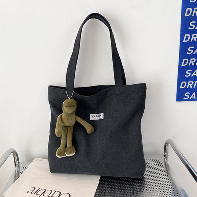 Thickened Washed Canvas Bag Women's Large Capacity Tote Bag Simple Commuter Portable Oxford Cloth Big Bag Shoulder Bag by Glamytek