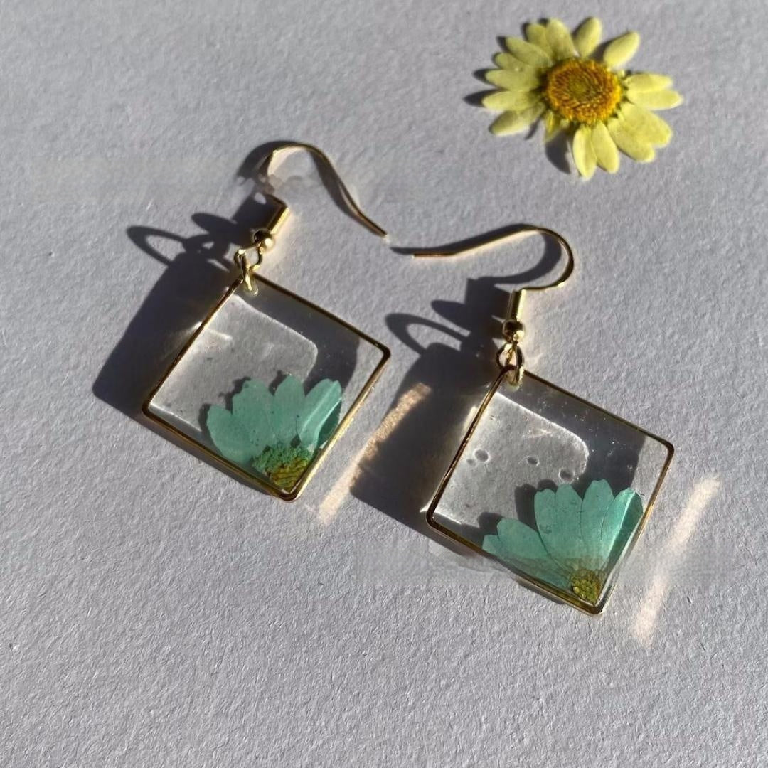 Personalized Trendy Embossed Chrysanthemum Jewelry Women's Earrings by Glamytek