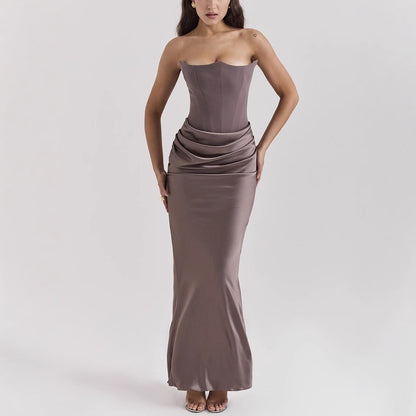 Strapless and backless evening dress