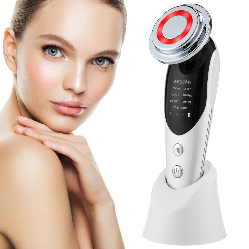 7-in-1 Facial Massager EMS Micro-current Color Light Vibration LED Beauty Purifying Introducer Skin Care Beauty Device by Glamytek