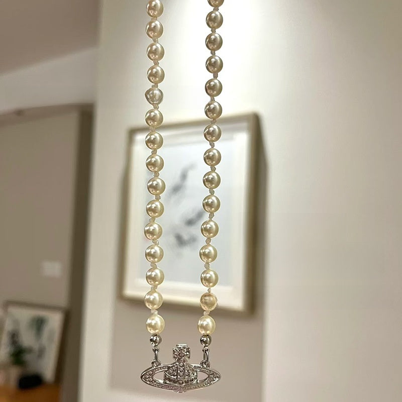 Saturn Pearl Necklace