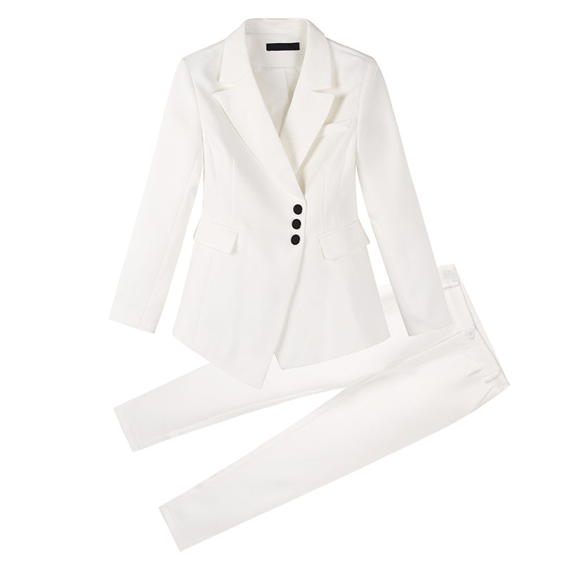 Women white Slim Pant Suits by Glamytek
