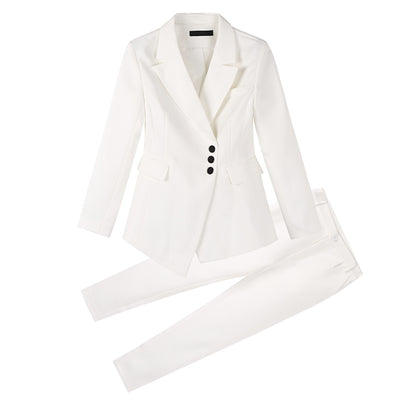 Women white Slim Pant Suits by Glamytek