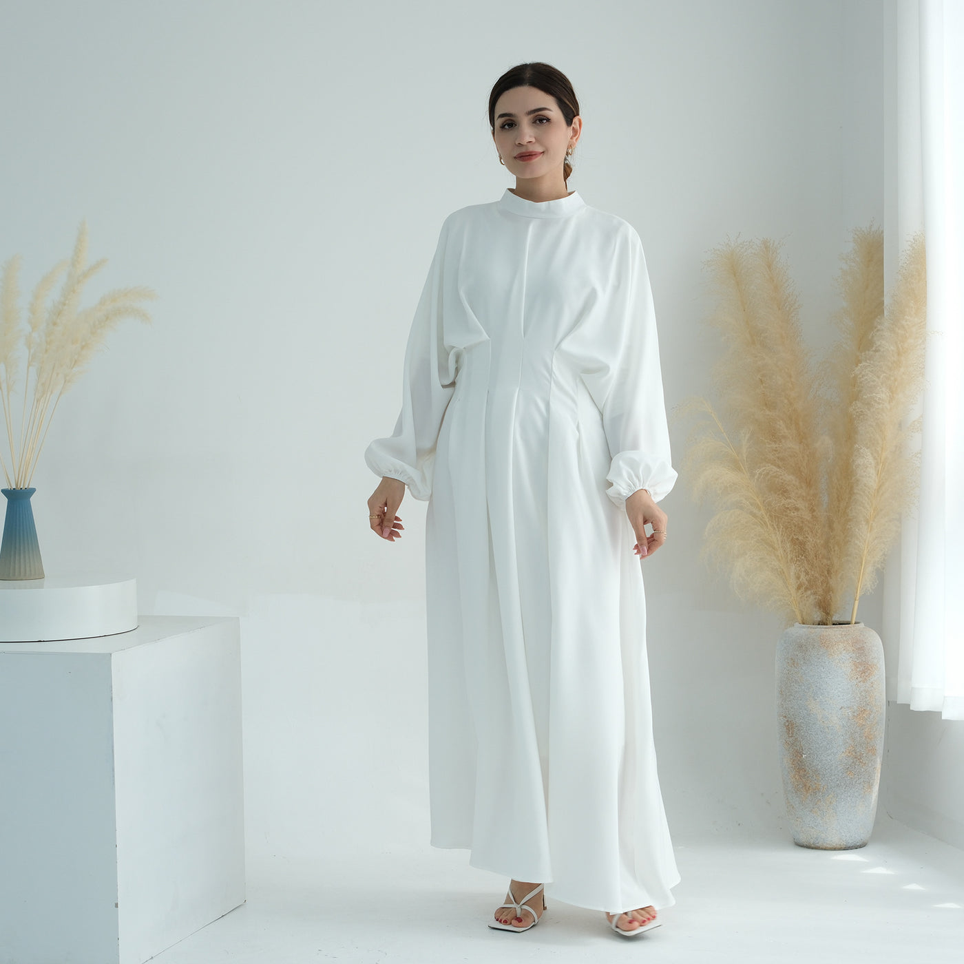 Turkey Dubai Solid Color Beam Sleeve dress by Glamytek