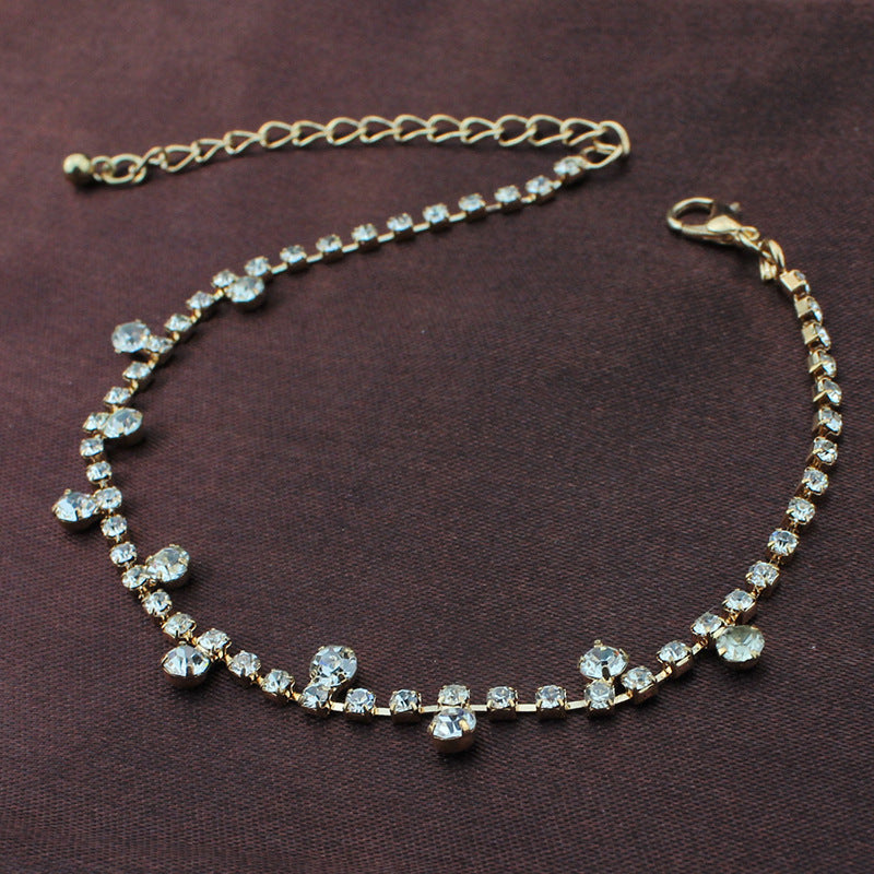 Small Diamond Anklet With Rhinestone Anklet by Glamytek