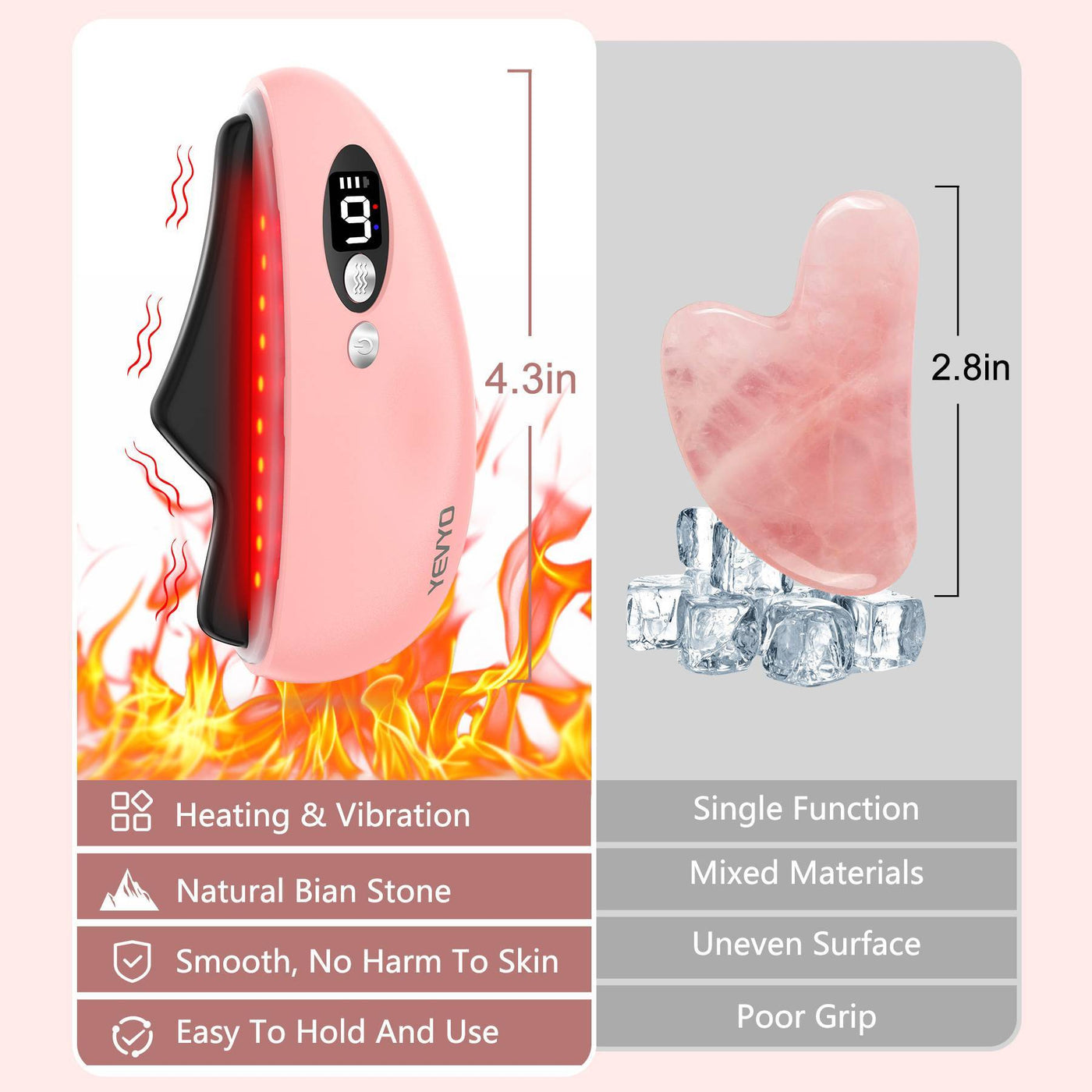 Gua Sha Facial Tool, Electric Black Obsidian Guasha Tool Massage Gua Sha Stone by Glamytek