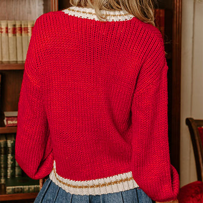 Christmas Sled Alphabet Knitting Color Matching Sweater by Glamytek