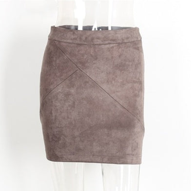 Ladies Leather Suede Pencil Skirt Bodycon Short Skirts Women by Glamytek