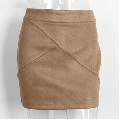 Ladies Leather Suede Pencil Skirt Bodycon Short Skirts Women by Glamytek