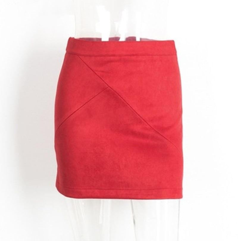 Ladies Leather Suede Pencil Skirt Bodycon Short Skirts Women by Glamytek