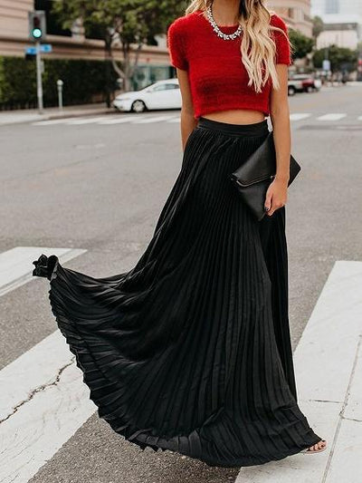 Women Fashion Casual Skirt Girls High Waist Long Skirts by Glamytek