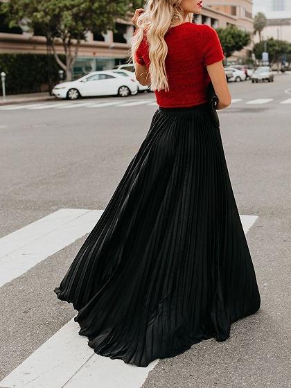 Women Fashion Casual Skirt Girls High Waist Long Skirts by Glamytek