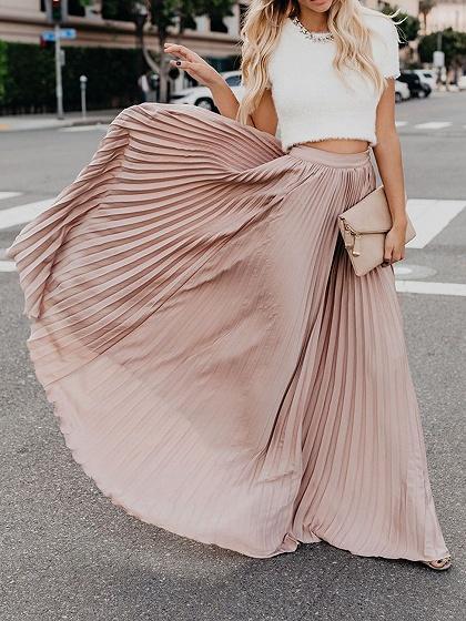 Women Fashion Casual Skirt Girls High Waist Long Skirts by Glamytek