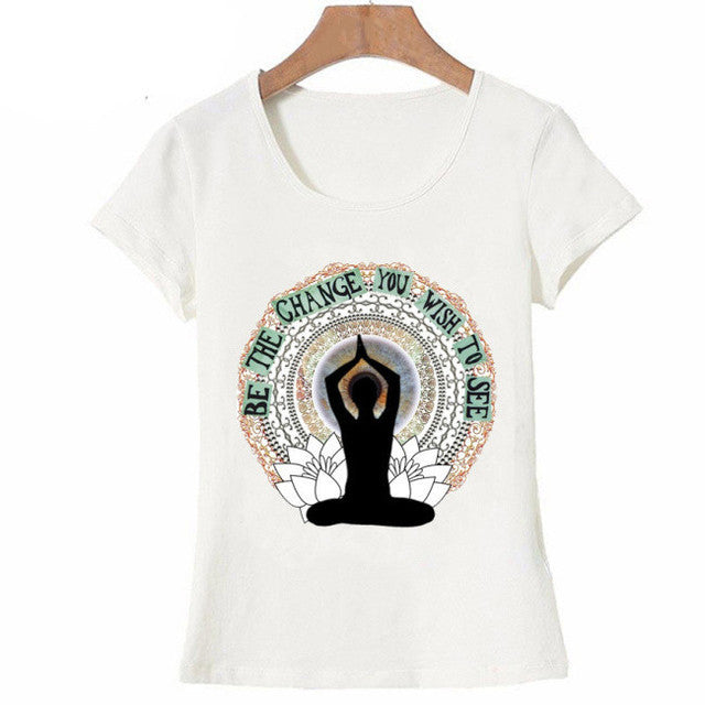 New Women T-shirts Casual Harajuku Buddha Mandala Lotus by Glamytek