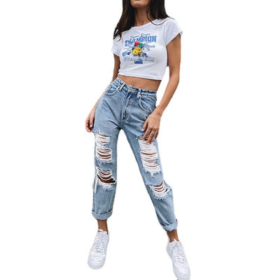 Women's Jeans Ripped Holes Show Thinness Jeans Women's Trousers Trousers by Glamytek