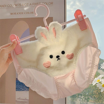 Soft Bear & Bunny Lolita Push-up Bra Set for Winter