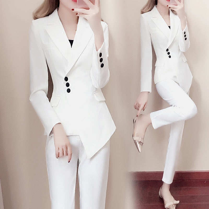 Women white Slim Pant Suits by Glamytek