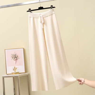 High Waist Straight Loose Thick Knitted Trousers Draping Mop by Glamytek