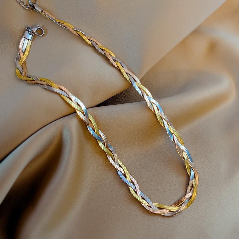 Clavicle Necklace Titanium Steel Color Preserving -