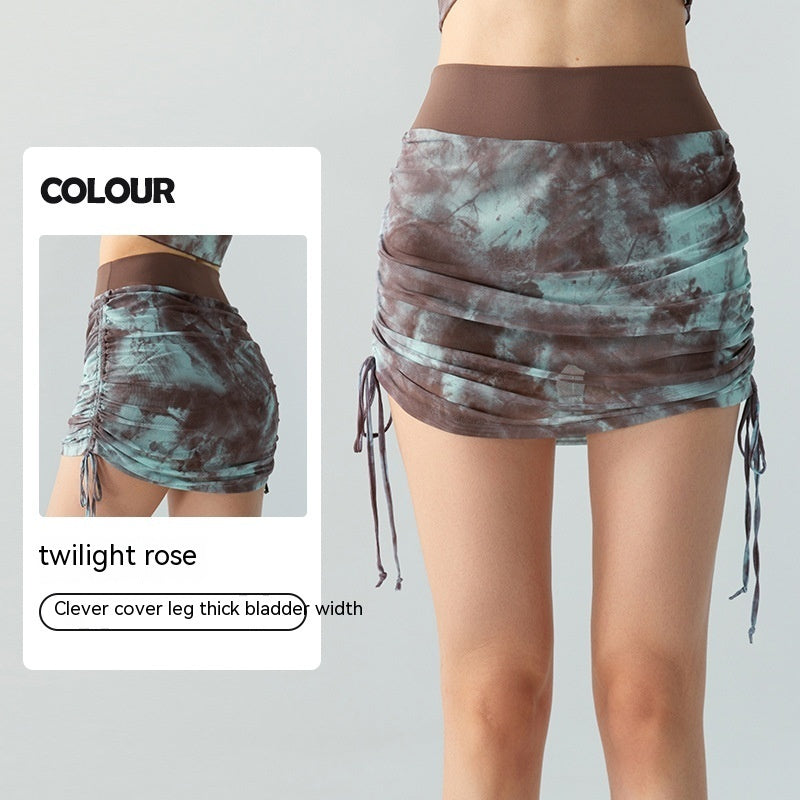 Printed Tie-dyed Mesh Yoga Skirts Women by Glamytek