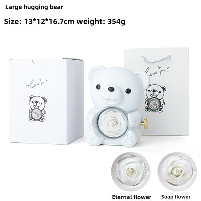 Hug Bear Flip Surprise Rose Flower Jewelry Box