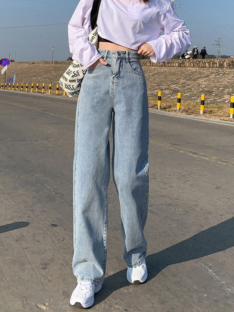 Wide Leg Jeans For Women Bottom Baggy Denim Pants Trousers by Glamytek