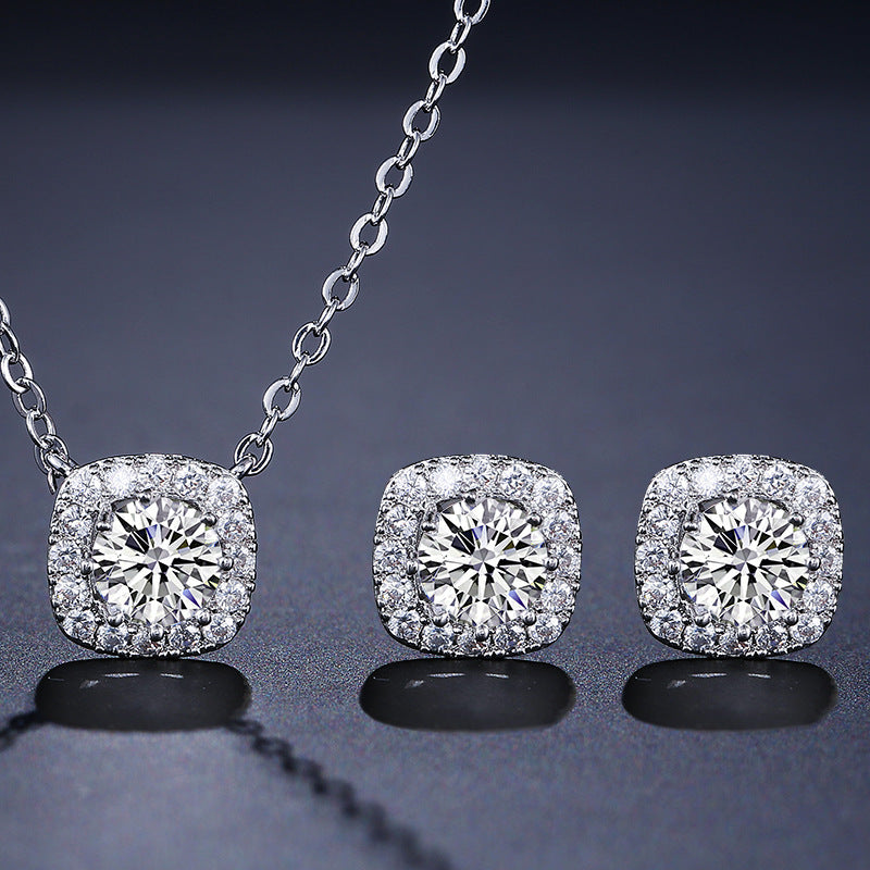 Set Square Necklace Stud Jewelry Set by Glamytek