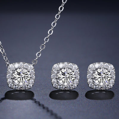 Set Square Necklace Stud Jewelry Set by Glamytek