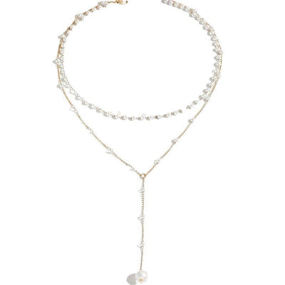Imitation Pearl Tassel Double-Layer Necklace
