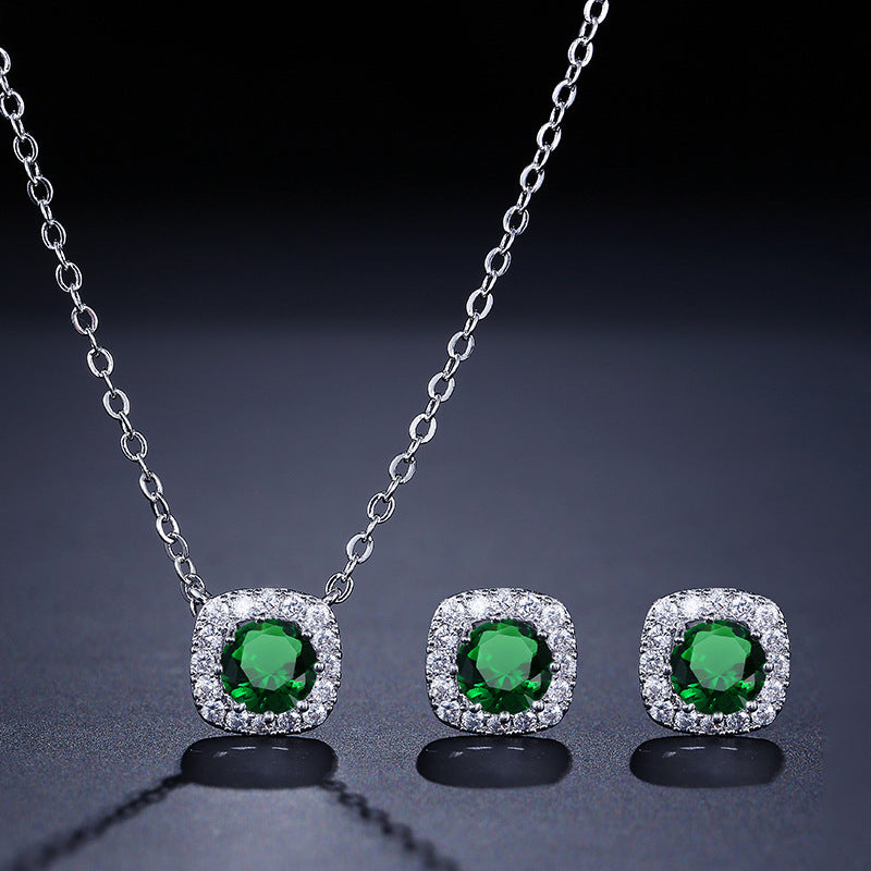 Set Square Necklace Stud Jewelry Set by Glamytek