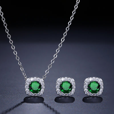 Set Square Necklace Stud Jewelry Set by Glamytek
