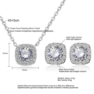 Set Square Necklace Stud Jewelry Set by Glamytek