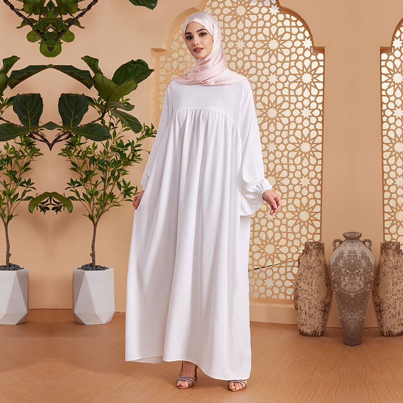 Abaya Robe Women's Long Dress Middle East Turkey Solid Color Simple Loose dress by Glamytek