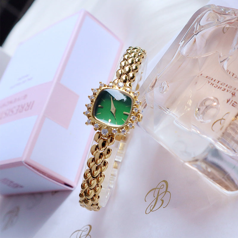 Fashionable fine-chain quartz square watch for ladie