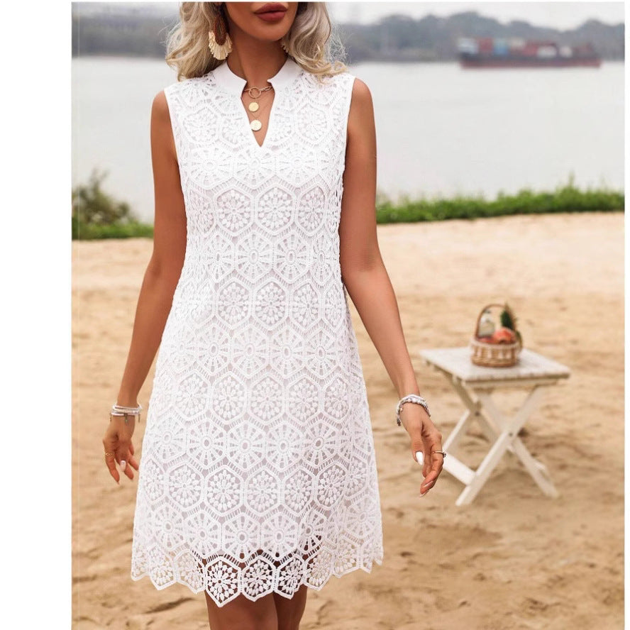 Summer New European And American Fashion Vacation Lace Dress
