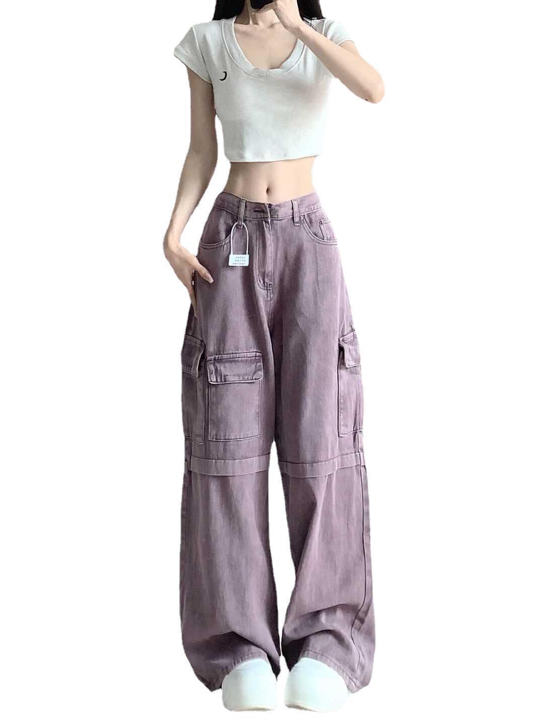 Retro Purple Cargo Jeans Women by Glamytek